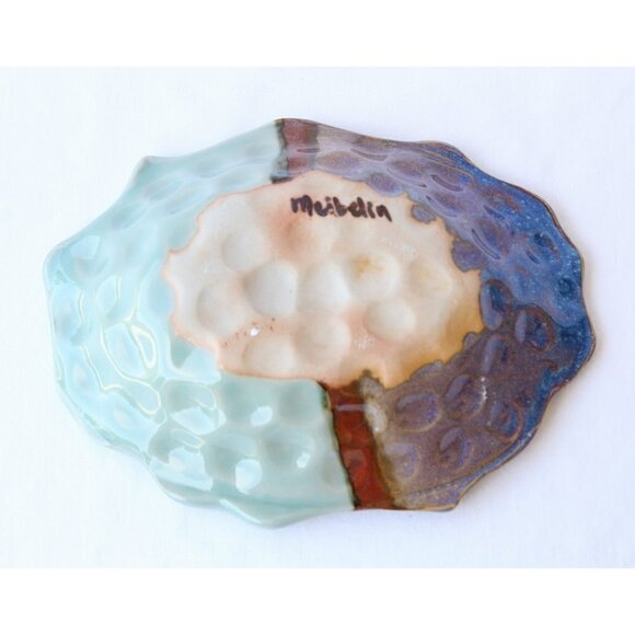 Handmade Ceramic Celadon Bowl Contemporary Organic Shape Pottery Plate Purple - Picture 2 of 9